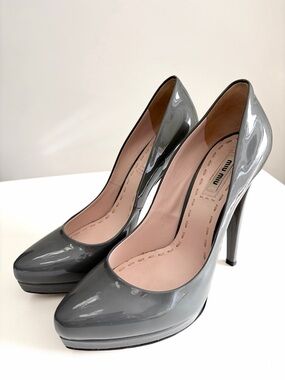 Miu Miu Patent Leather Platform Stilettos - Size 39